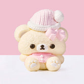 SqueezeSquad Taba Deluxe Premium Silicone Squishy Fidget Toy - Pink Hatted Bear Simple Exclusive